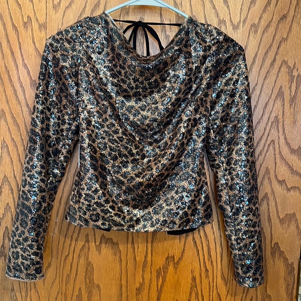 LPA the label sequin leopard top xxs